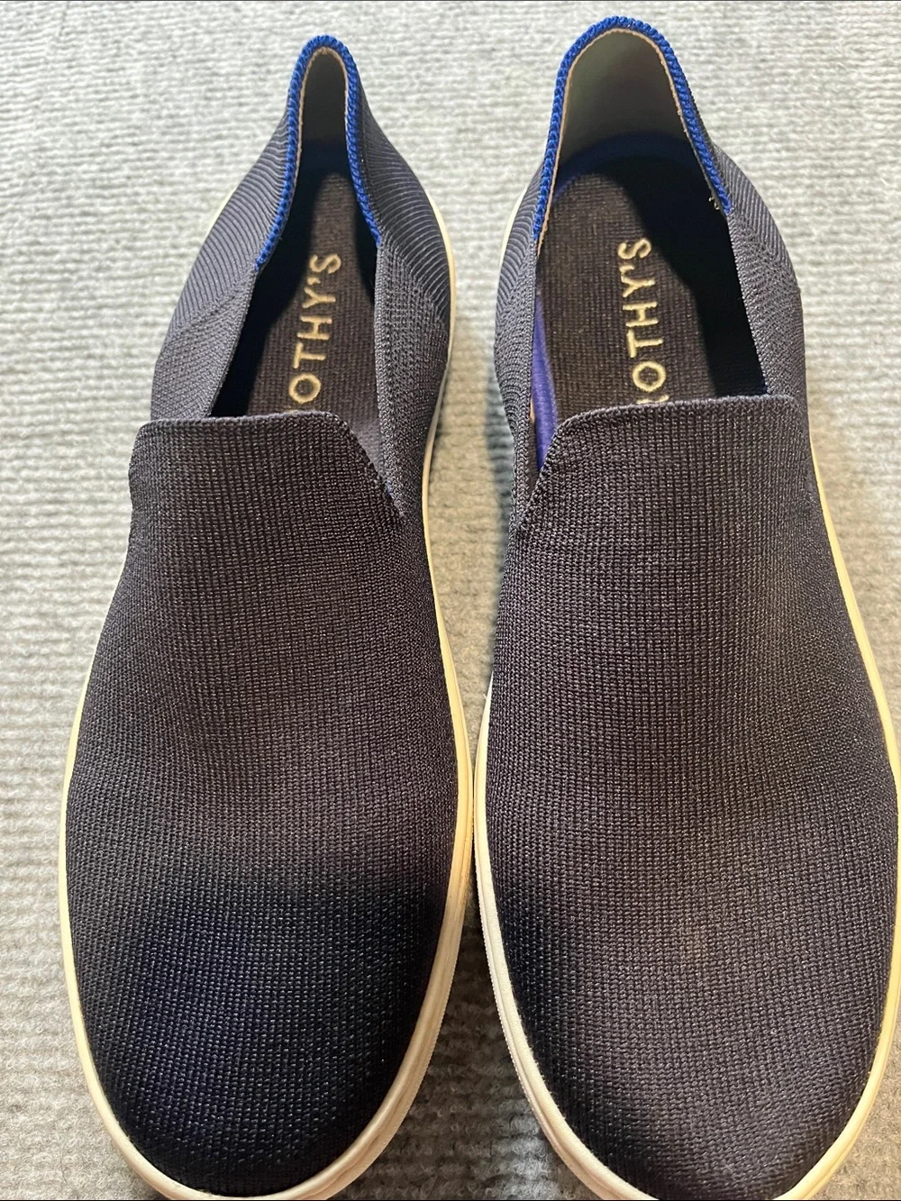 Rothy's Navy Slip-On Knit Sneakers with White Soles